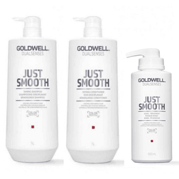 Goldwell Dualsenses Just Smooth Big Bottle Trio Bundle Halo Hair & Skin - rosehipskincare.com.au